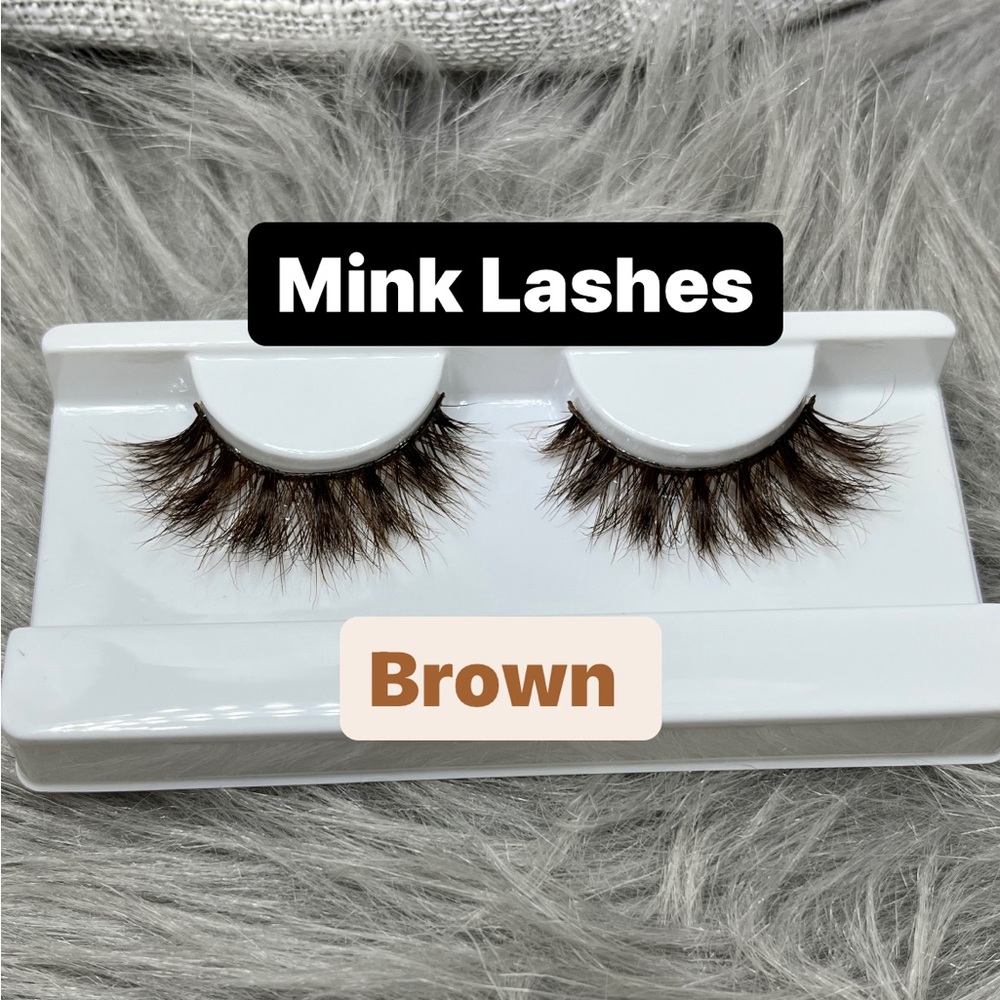 Brown Mink Lashes 16MM 3D Full Volume Medium Eyelashes
